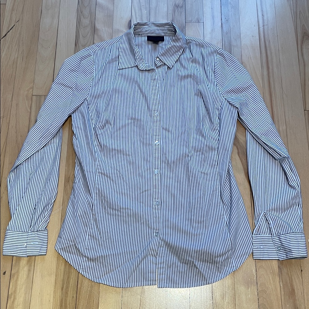 Worthington Black and White Striped Button Shirt